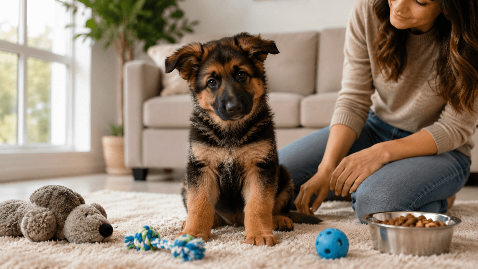 Playful puppy exploring