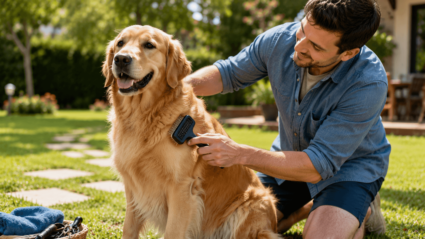Healthy adult dog outdoors